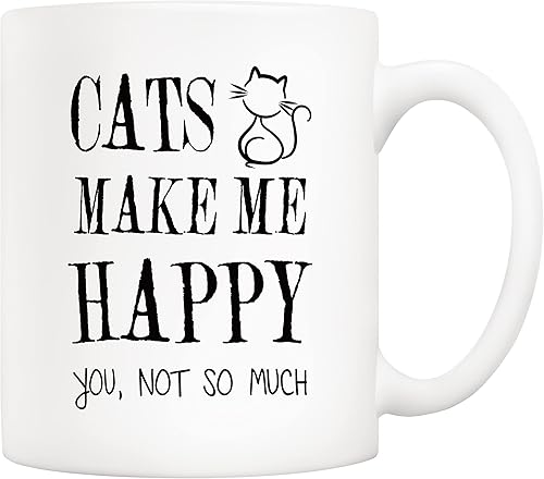 5Aup Divertida taza de café con diseño de gato para amantes de los gatos, gatos me hacen feliz, no much tazas, regalos de Navidad para gatos,