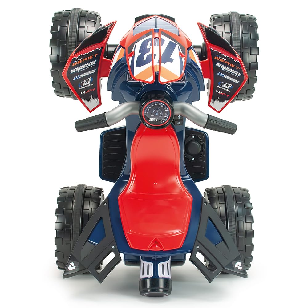Quad Electrique Enfants 2 a 4 Ans The Beast Repsol 12V Pedale Accelerateur Marche Arriere Roues Larges Jouet Garcon Bleu Batterie Incluse Cadeau Exterieur Conduite INJUSA