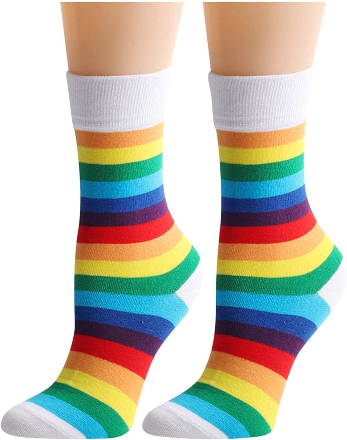 Calzini Termici Calze Invernali 6 Paia Di Calzini Da Donna Colorati A Righe Arcobaleno Calzini A Tubo Medio Casual Morbidi E Confortevoli Calzini
