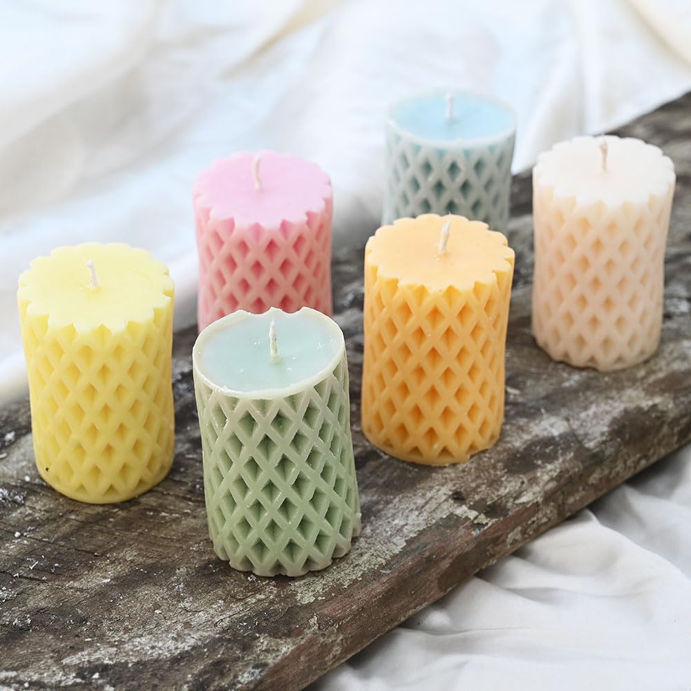 Rhombic Pillar Candles | Handmade Soy Candles | Soy Wax Wonders (Green)
