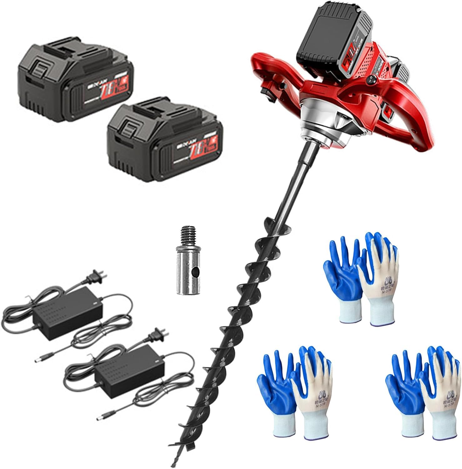 Taladro inalámbrico para postes de cercas de 1200 W, perforadora eléctrica de postes con 2 baterías, taladro de Tierra de Alto Torque de 1200 NM, para cercas.