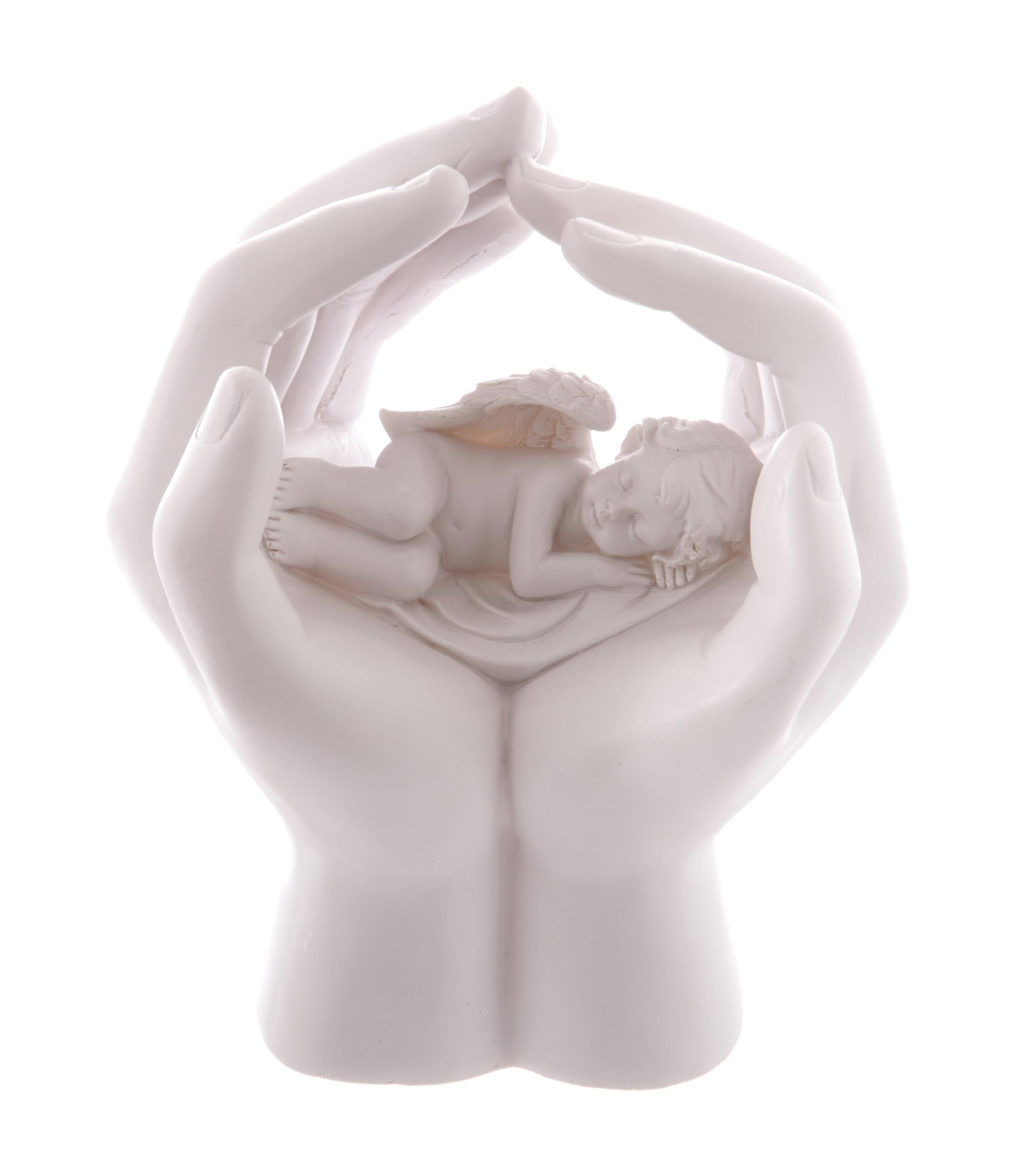 Puckator Mixed Sleeping Cherub In Hands With Led - Romantic Modern Love Wedding Gift Gifts For Girlfriend - Fairy Fairies Grave Ornaments Figurine - Valentines Day Gifts For Her Him - Home Decor