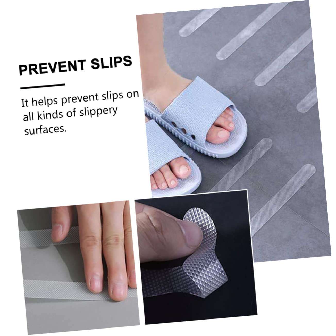 FONDOTIN 24pcs - Stickers Transparent Peva Non-Skid Tape Strips for Bathroom Bathtub Pool Kitchen Strong Adhesion for Safety Slippery