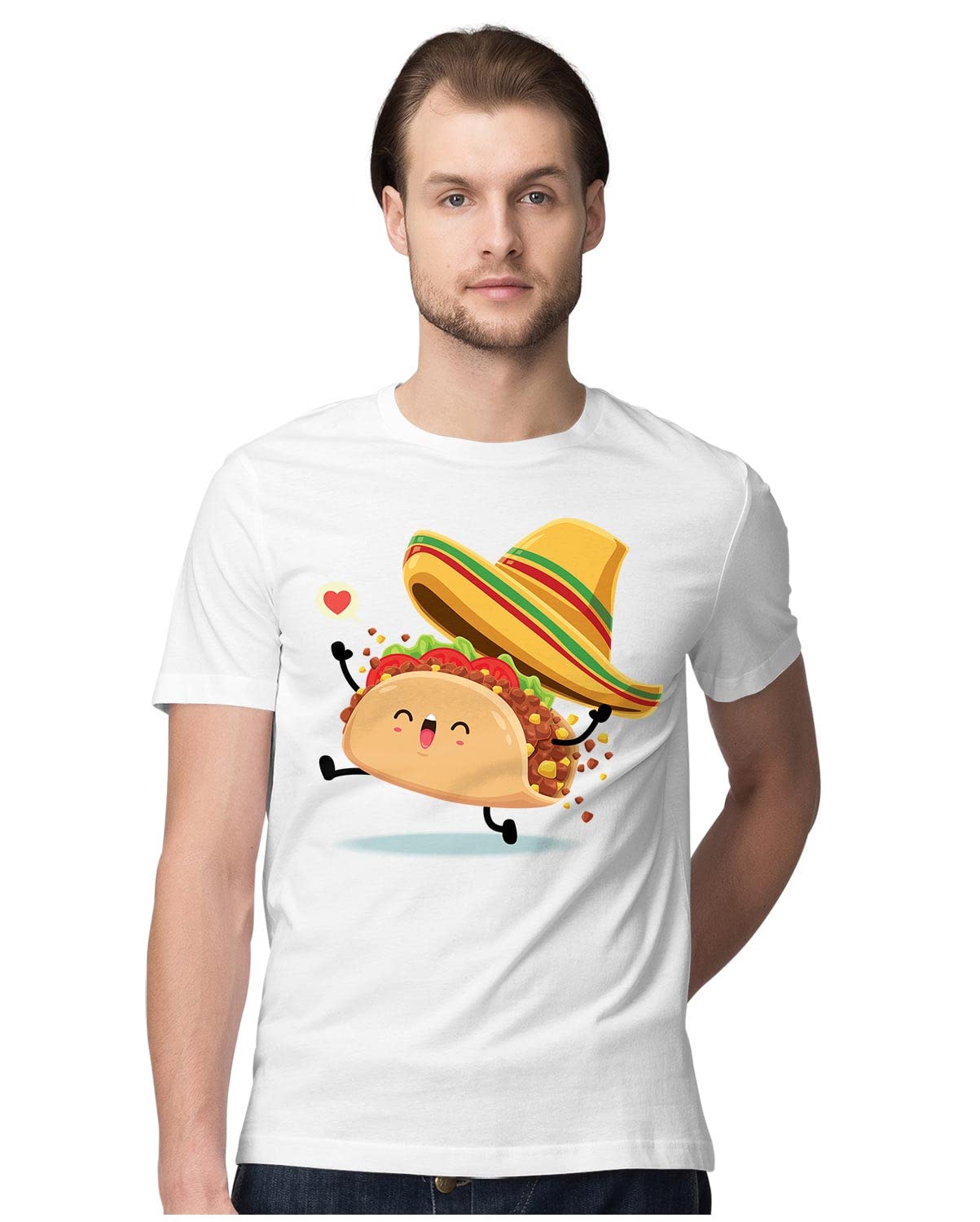 HeybrohMen's Regular Fit T-Shirt Awesome Kawaii Lovable Mexican Taco 100% Cotton T-Shirt