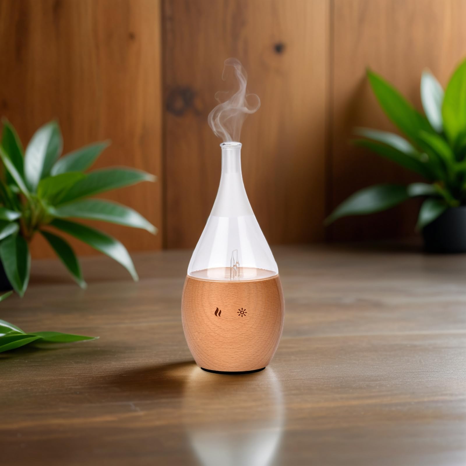 Zen'Arôme - Diffuseur d'Huiles Essentielles par Nébulisation Programmable Bolea - Intensité Réglable - jusqu'à 80m² - et Éclairage LED - Diffusion à Froid pour l’Aromathérapie, Minuterie - Bois, Verre