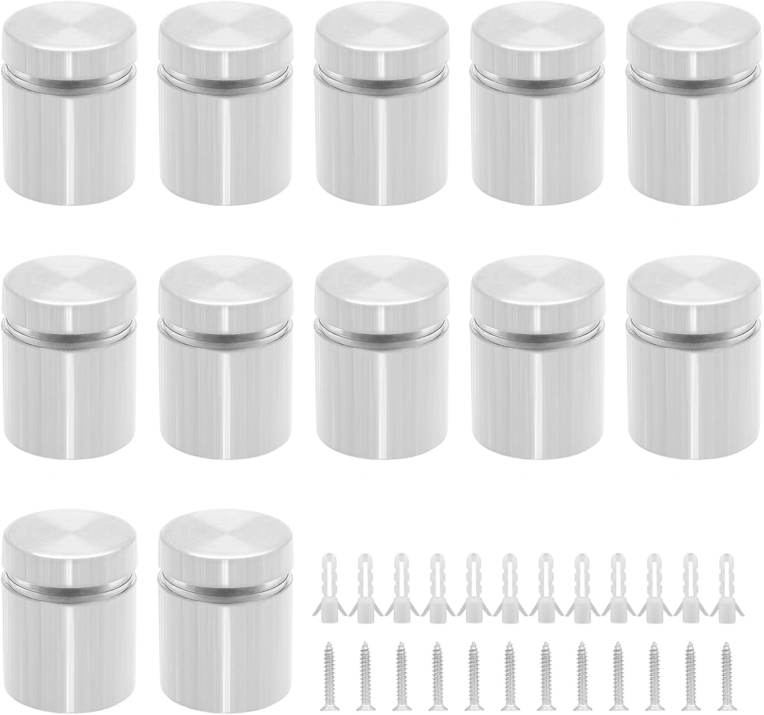 Bonsicoky 12 Sets Silver Stainless Steel Standoff Screws