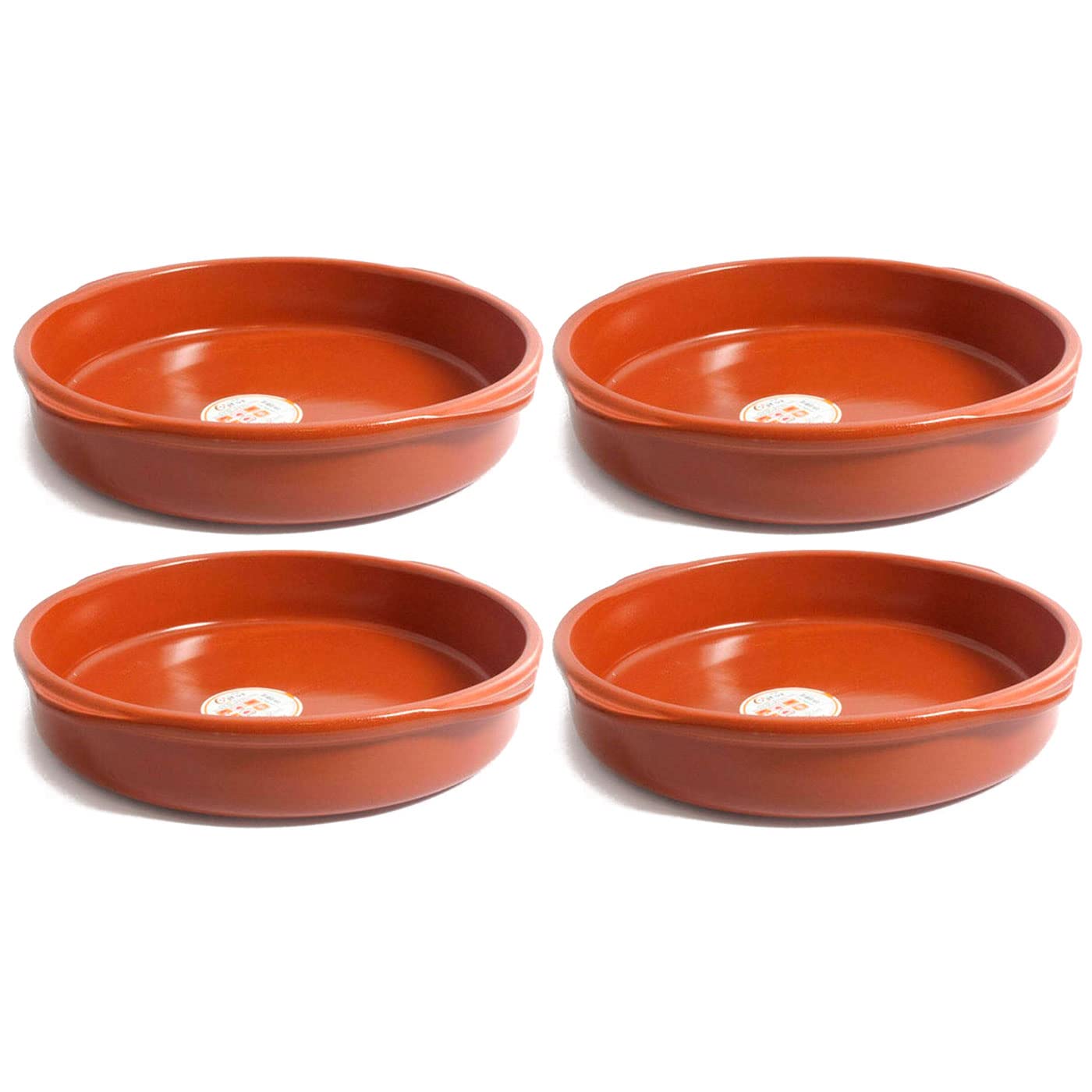 Acan Tradineur - Pack de 4 Cazuelas Redonda de Barro - Apta para vitro y Horno - Ideal para guisos y asados caseros - Ø 40 cm.