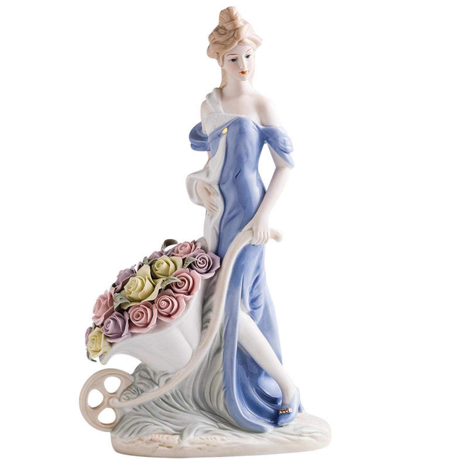Estatua Decoración de exhibición de regalo Esculturas Estatua Adornos de estatuillas Decoraciones de escritorio abstractas y creativas Estatua, Cerámica Rosa Dama Arte Escultura Porcelana Figura de ni