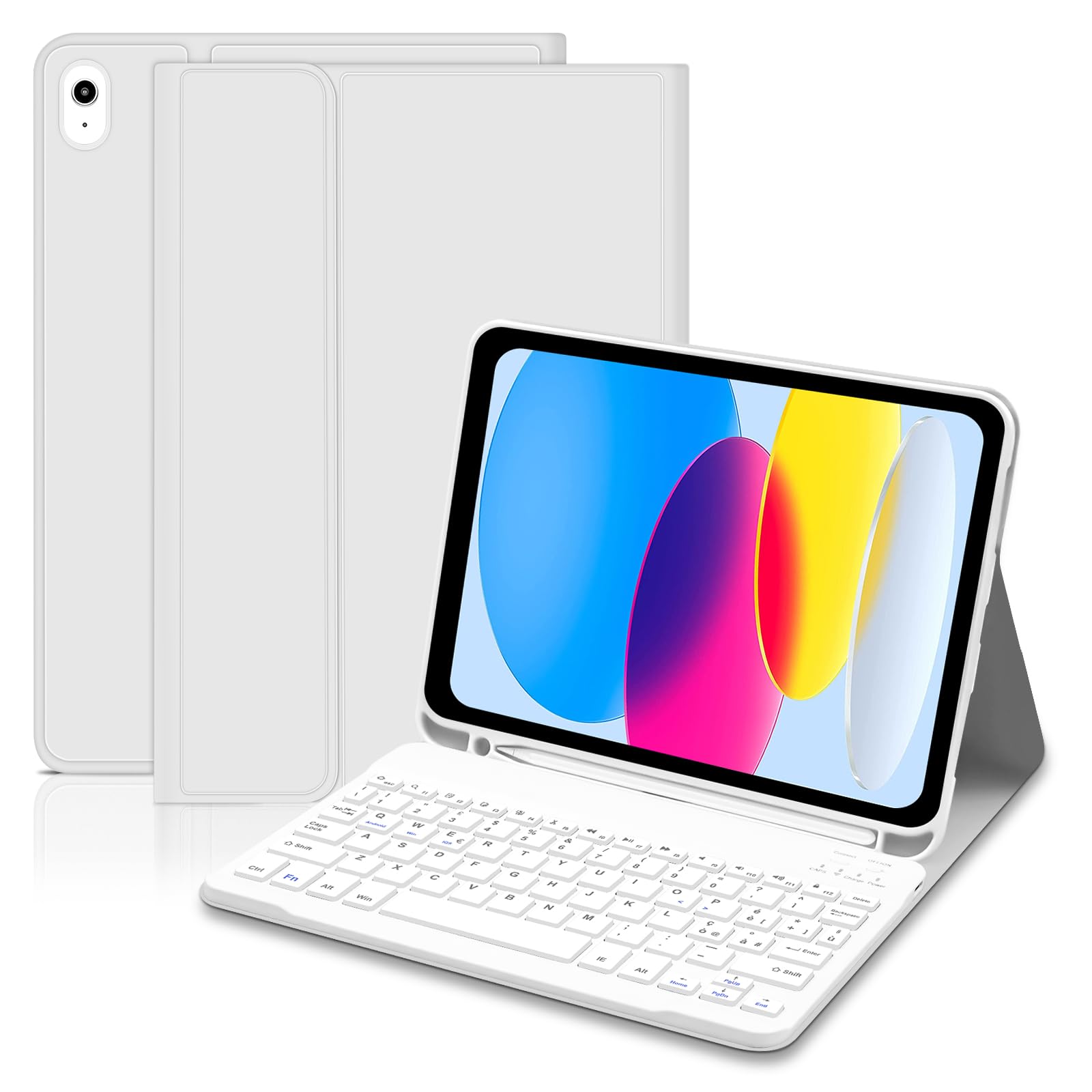 Lielax Tastiera Custodia per iPad 10a Generazione 10.9“2022, Italiano QWERTY Rimovibile Bluetooth Tastiera per ipad 10 Generazione, Custodia con Supporto Pencil per iPad 10 Gen 2022 - Grigio