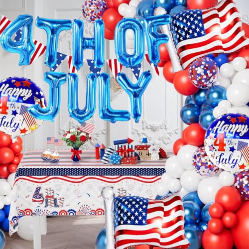 Image of 4th Of July Balloons 16 Inch, American Flag Balloons, Independence Day Foil Balloon For Patriotic Fourth Of July Decorations, American Flag Decor, Patriotic Decor