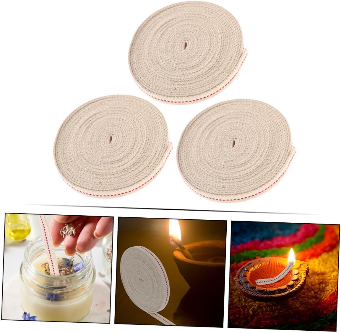 PRETYZOOM 3 Rolls Kerosene Lamp Wick Replacement Cotton Wick for Oil Lamps