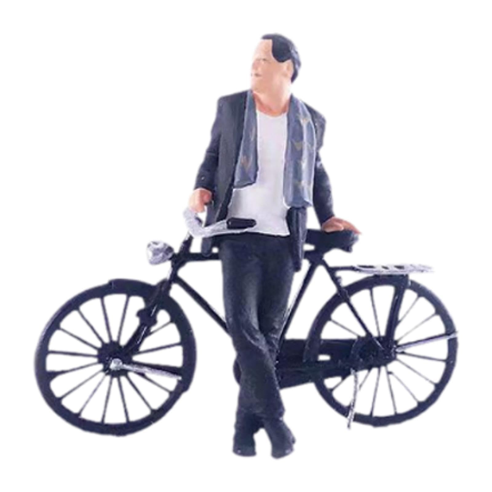 Vaveren 1:64 Gentleman Bike 3D Painted Retro Bike Toy Models People Figures for Scene Model Diorama Sand Table Decoration Ornament, Black
