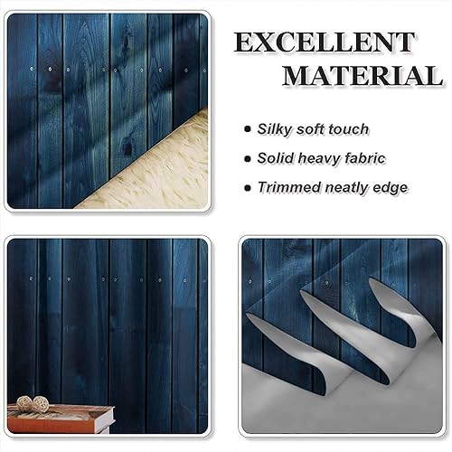 Miniatura 4 de Cortinas opacas con bolsillo para barra, color azul oscuro, tablones de madera, tablero de imagen con textura de tablones de madera, madera rústica,