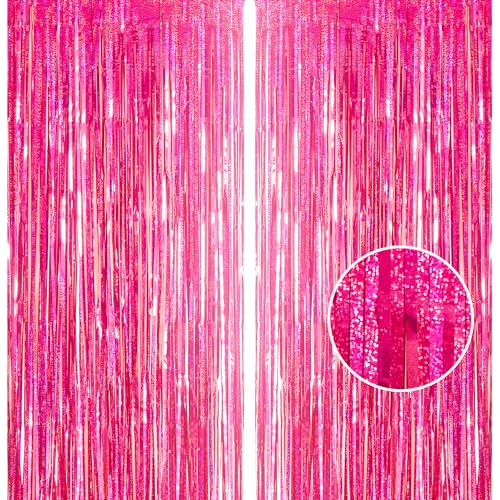 Lot de 2 rideaux à franges en aluminium à paillettes de 1 x 2,5 m pour décoration de fête, anniversaire, enterrement de vie de jeune fille, enterrement de...