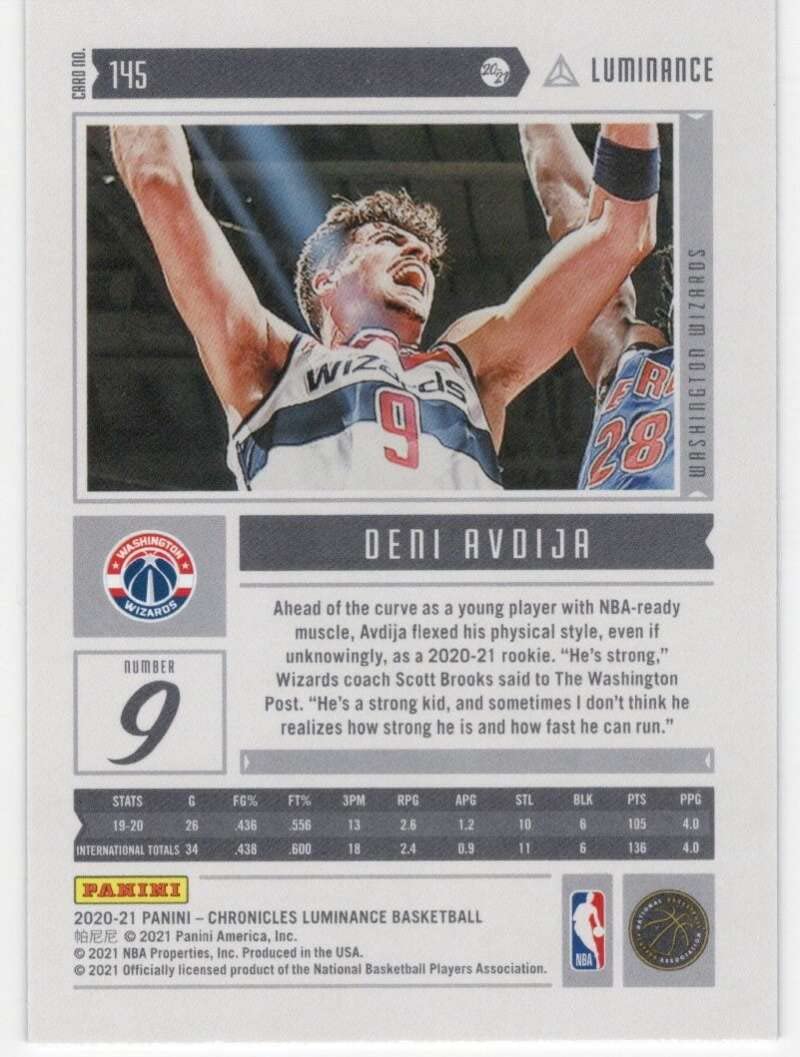 Amazon.com: DENI AVDIJA RC 2020-21 Panini Chronicles Luminance