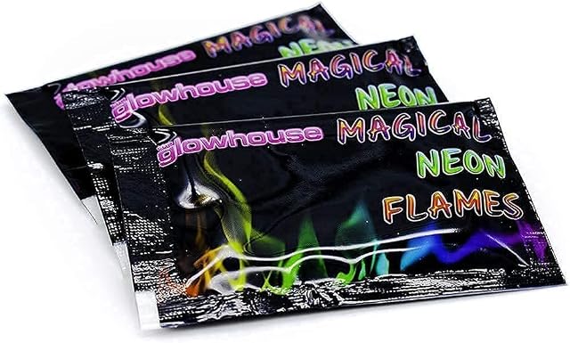 The Glowhouse Pack of 12 Magic Neon Flames Fire Colourant Mystical Colour Changing Flame