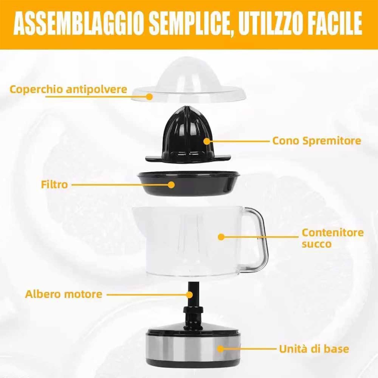 Spremiagrumi Elettrico Professionale in Acciaio Inox da 700ml - MOKEKA Alta Resa di Succo, 2 Coni Intercambiabili, Doppia Direzione di Rotazione - Ideale per Arance e Agrumi