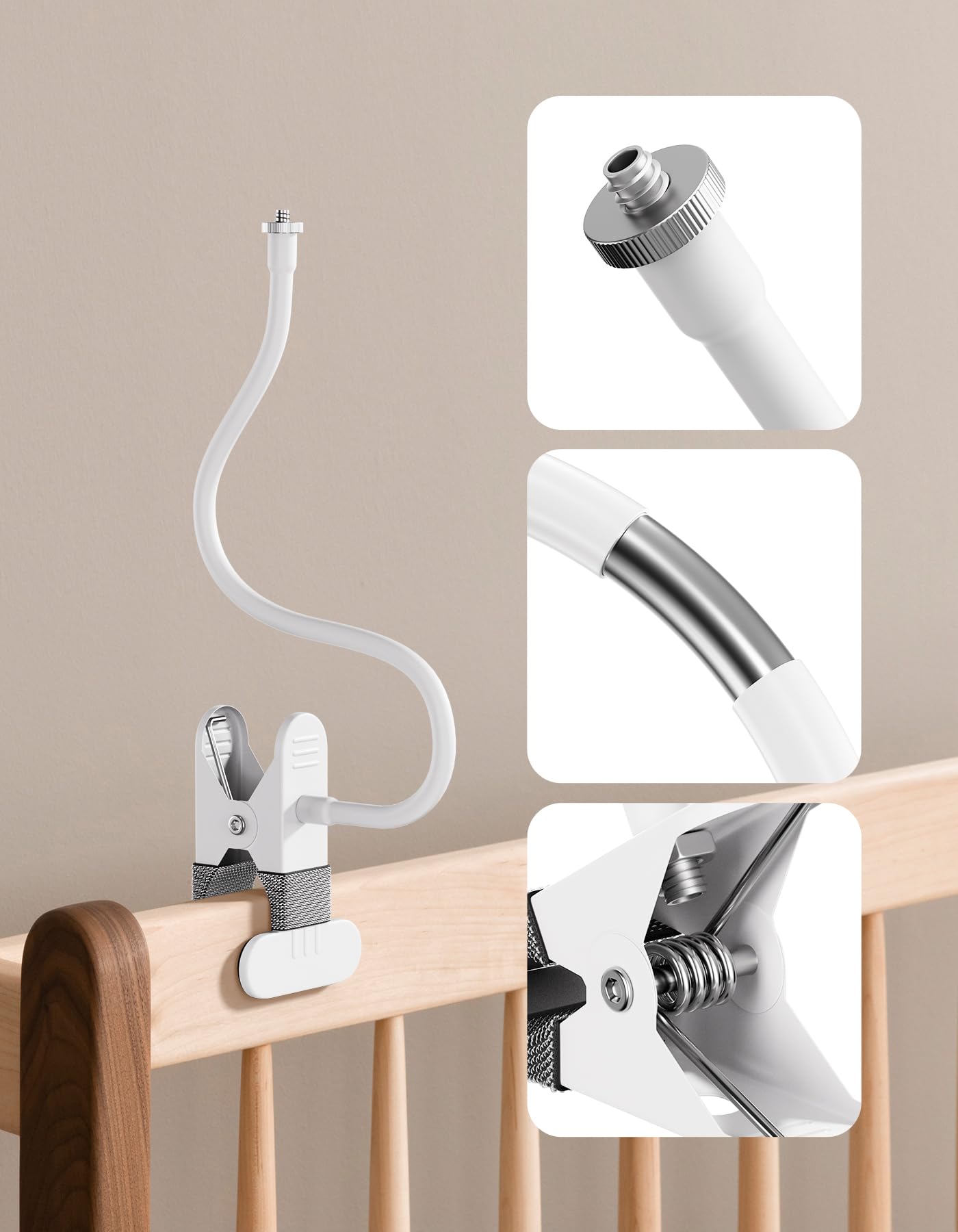 Uchwyt na monitor dla niemowląt Philips Avent SCD843/26, SCD833/26, SCD891/26, SCD891/26, SCD630/26, elastyczny uchwyt na klips do monitoringu niemowląt Philips Avent