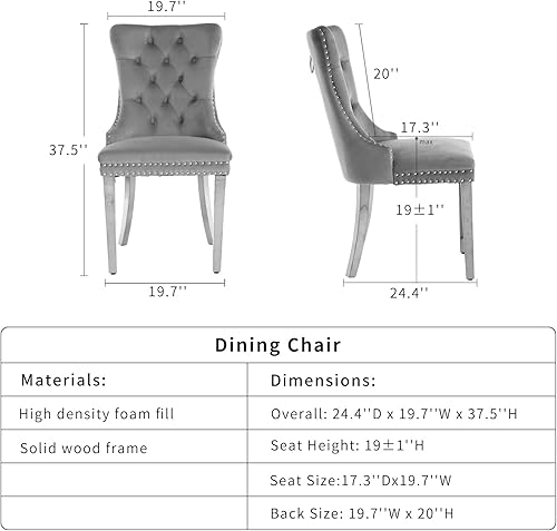 Miniatura 6 de ODUSE-DAILY Beige Velvet Dining Chairs Set of 6 Kitchen  Dining Room Chairs Set of 6 Tufted Dining Chairs Velvet Upholstered Dining Chairs Solid