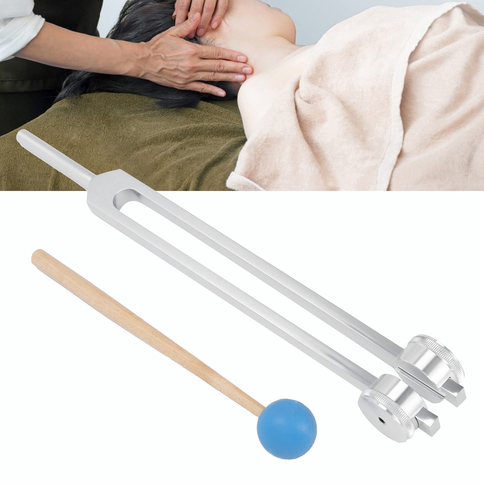 Diapasón de 68,05 Hz con Martillo de Madera, Diapasón para Aliviar el Estrés de Terapia de Masaje, Diapasón Sensorial Para Prueba de Nervios