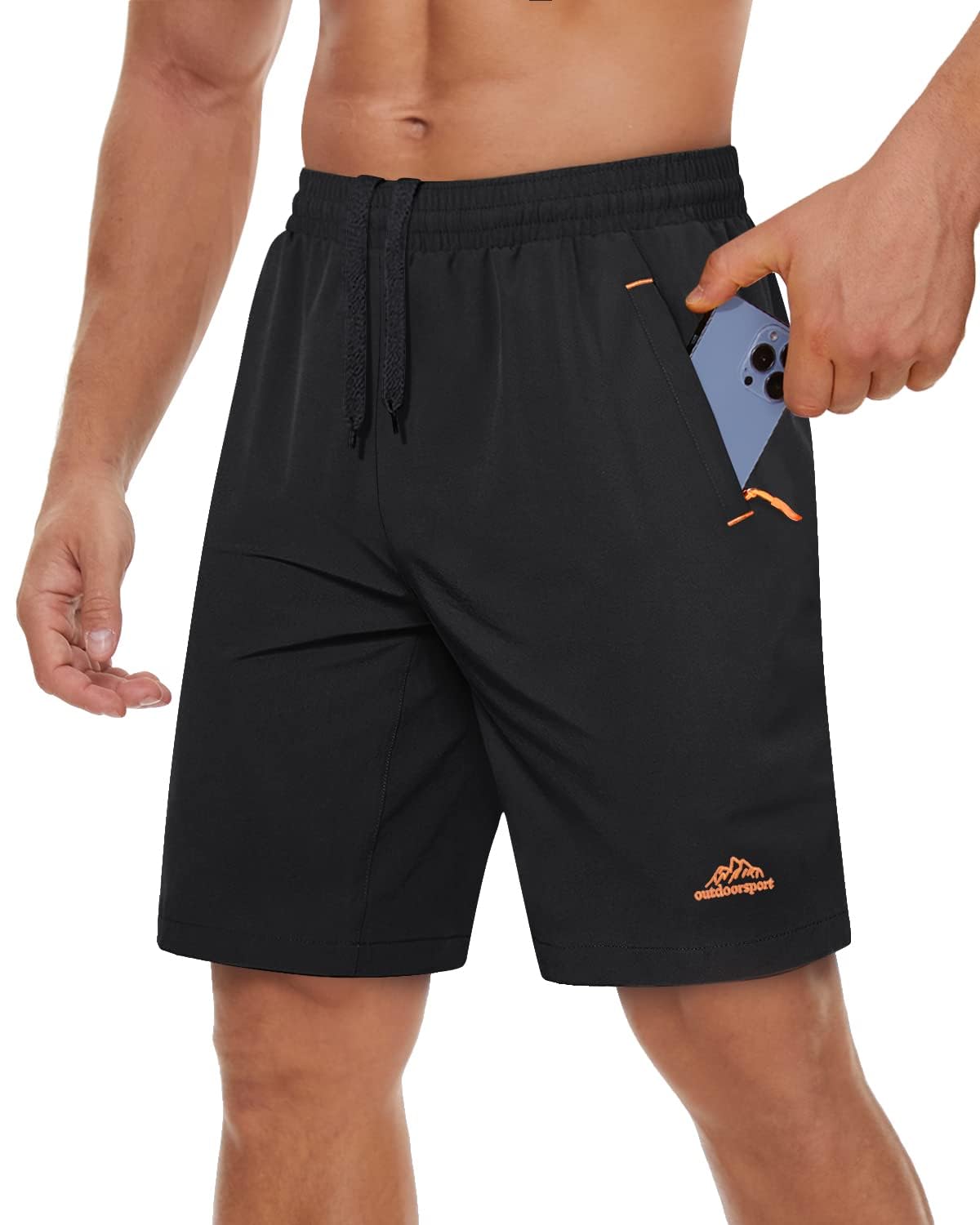 Men's Quick-Drying Training Shorts, Running Shorts, Breathable Sports Shorts with Zip Pockets