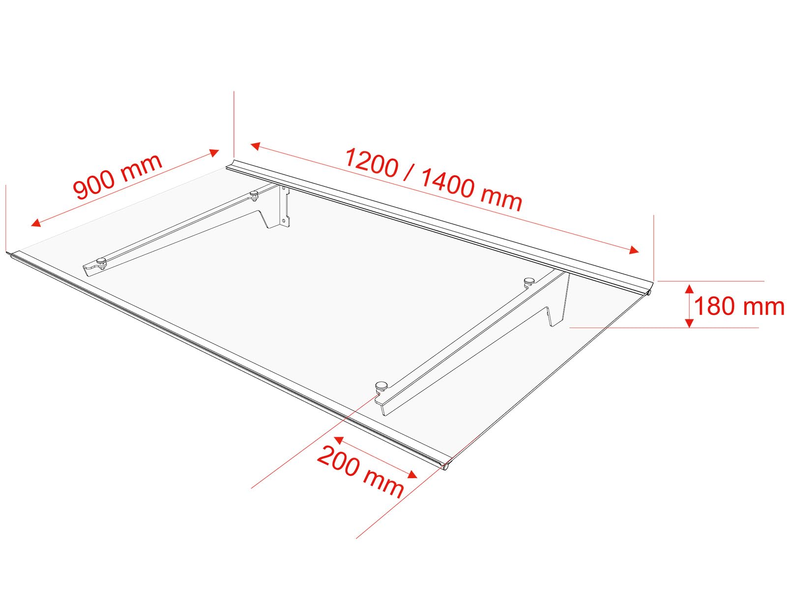 Schartec Aluminium-Vordach T1400 Aluminium-Vordach als Eingangsvordach, Haustürvordach, Eingangsüberdachung, Hauseingangsdach mit edlem Design