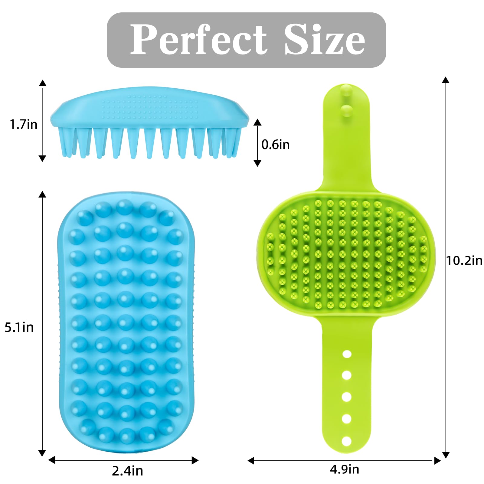 2PCS Dog Bath Brush Set | Adjustable Handle Dog Scrubber for Shampooing, Deshedding & Massaging, Suitable for Pets (Green Blue) - image 6
