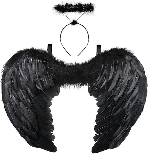 Alas de ángel y halo para niños y adultos, disfraz de ángel para Halloween, fiesta de cosplay, alas de ángel