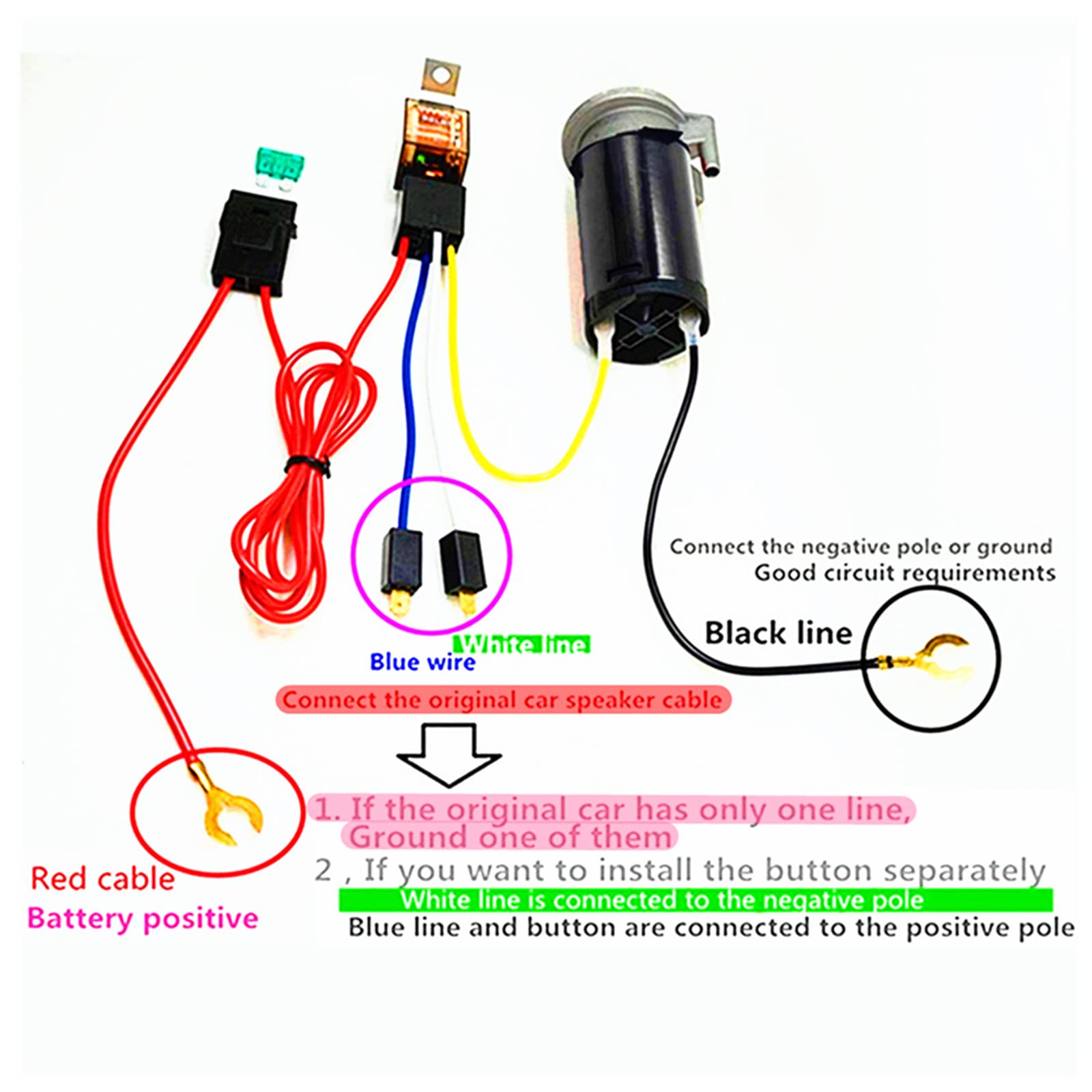 Car Horn Bocina de aire para coche con compresor de bocina de aire de 150db Bocina Air para camión 45cm Cromo Zinc Negro Trompeta simple para cualquier coche de 12V car camión moto etc