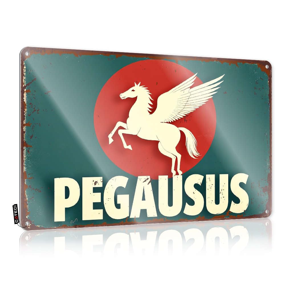 Sujd Men's Colour Wall Art Decor Desk Tinplate Sign Welcome People Tolerated Rust-Proof Vintage/Western For Living Room - Pegasus: The Winged Horse Of Greek Mythology