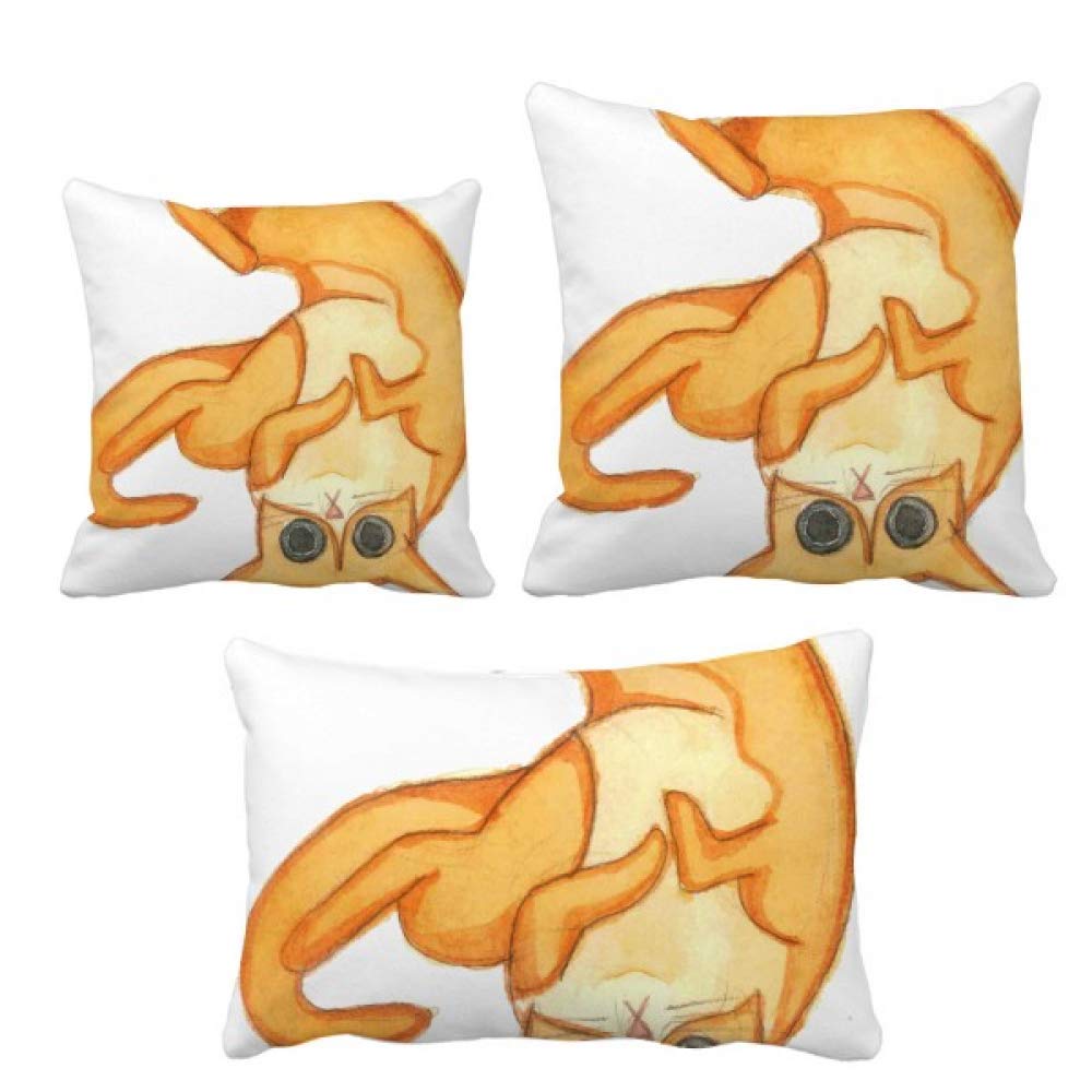 Peinture aquarelle chat orange coussin avec insert pour decoration canape salon