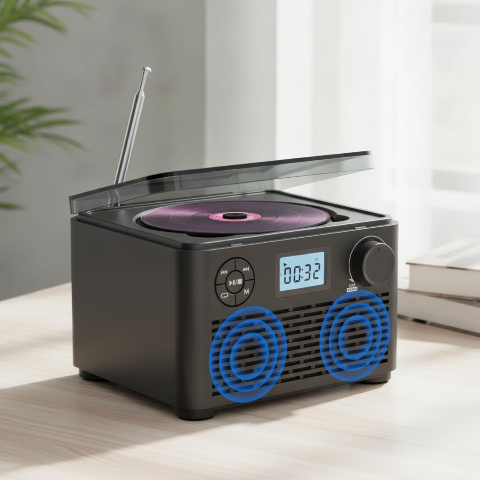 Portatile Boombox Lettore Musicale Stereo Sistema Con Ingresso Usb Tf Lettore di Schede Radio Tuner Jack Cuffia Da Tavolo Design Housing adatto per scaffali controsoffitti dormitori