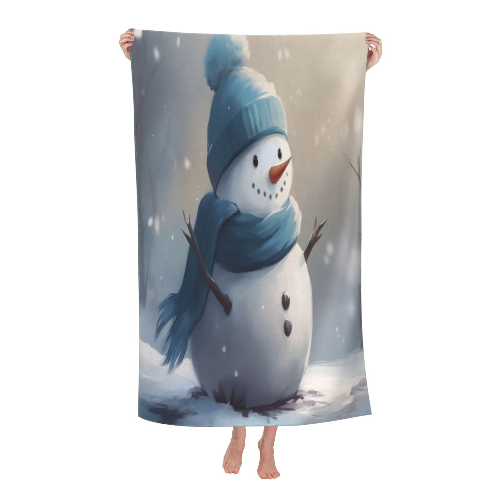 LSRCPD Beach Towels Winter Snowman 2 Swim Swimming Sports Gym For Adults Women 80X130Cm