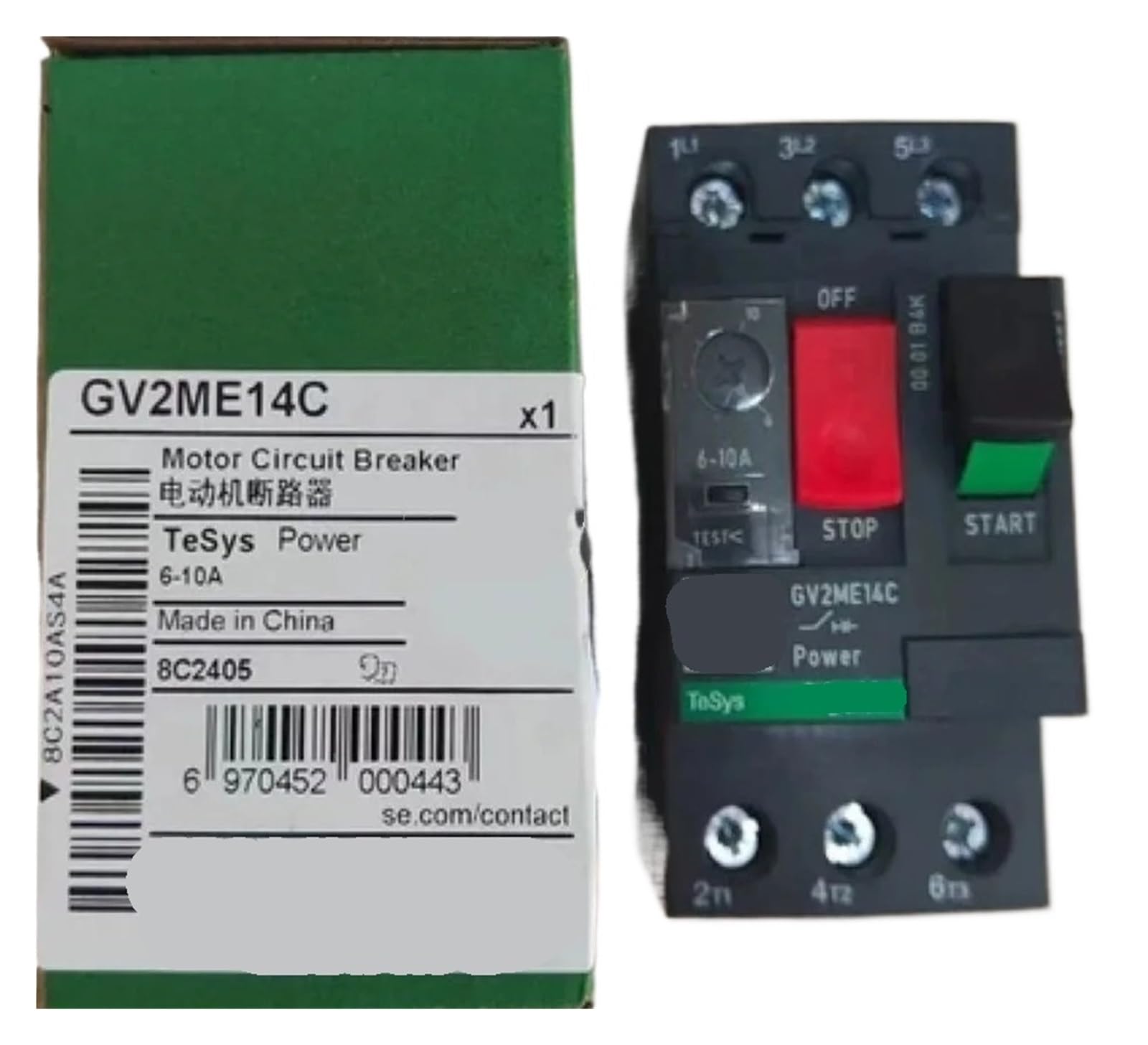 CLBSWYEJK GV2M14 GV2ME14C GV2-ME14C 6.0-10A GV2ME14 Motor circuit breaker, GV2, 3P, 6-10 A, screw clamp terminal
