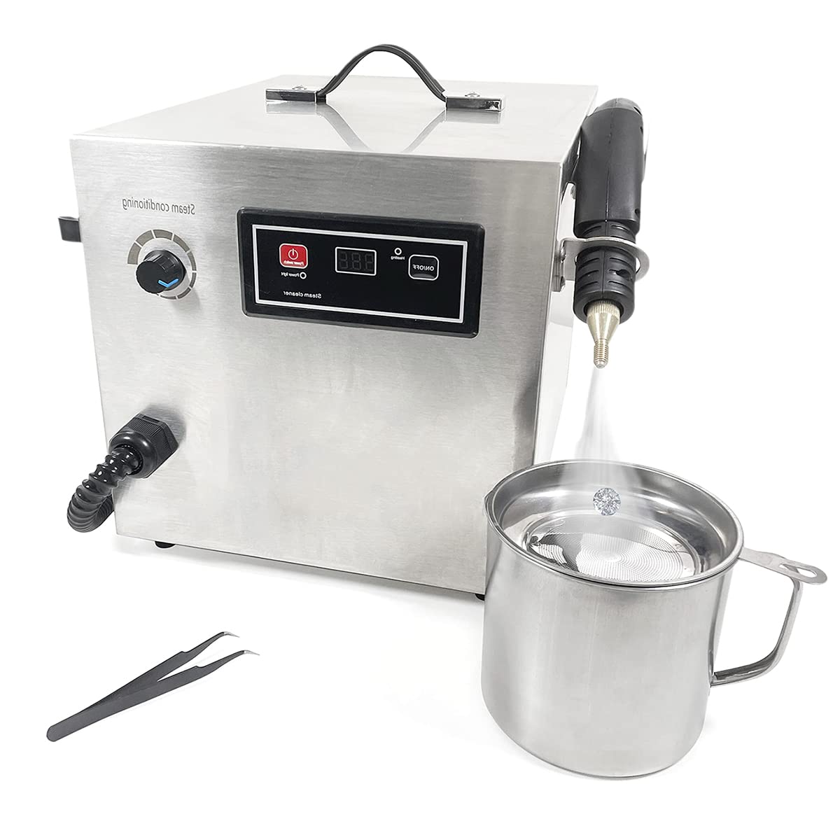 JODAIS Professional Jewelry Steam Cleaner 2000W Electrical Gem Washer Gold Silver Gemstone Cleaning Steaming Machine, Stainless Steel Commercial Goldsmith Equipment, No damage to items during cleaning