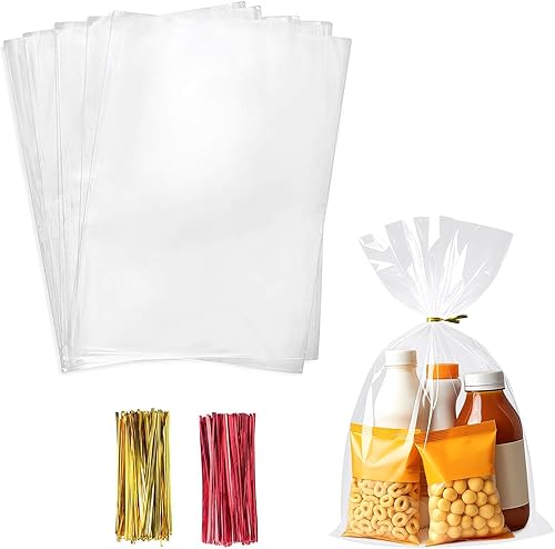 Miniatura 21 de Morepack Bolsas de celofán transparente de 3 x 4 pulgadas, 200 bolsas de plástico OPP con 200 lazos giratorios para envolver regalos, paletas