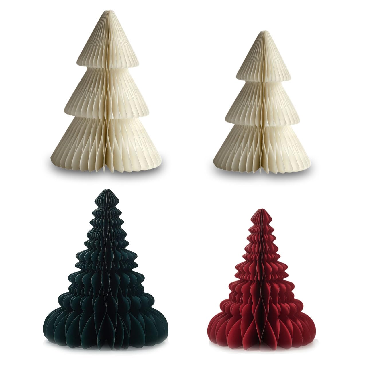 4pcs Christmas Decorations Folding Christmas Honeycomb Paper Tree 3D Xmas Trees Table Centerpiece Christmas Tree Honeycomb Decorations for New Years Eve Party Tree