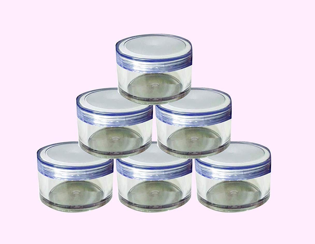 Dinemart 50GM Cosmetic DIY Skin Care San Jars, Comes with Very Beautiful Transparent Lids &Inner White Caps,Useful For Creams,Gels,Lip Balms,Body Butters & other DIY Concoctions,Clear,50gm,Set Of 6PCS