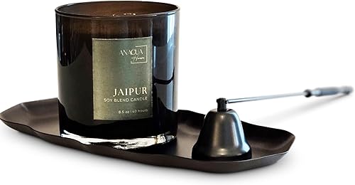 Miniatura 2 de Anacua House  Juego de 4 accesorios para velas  Bandeja metálica festoneada  Snuffer de velas  Cortador de mecha de vela  Dipper de velas (negro)