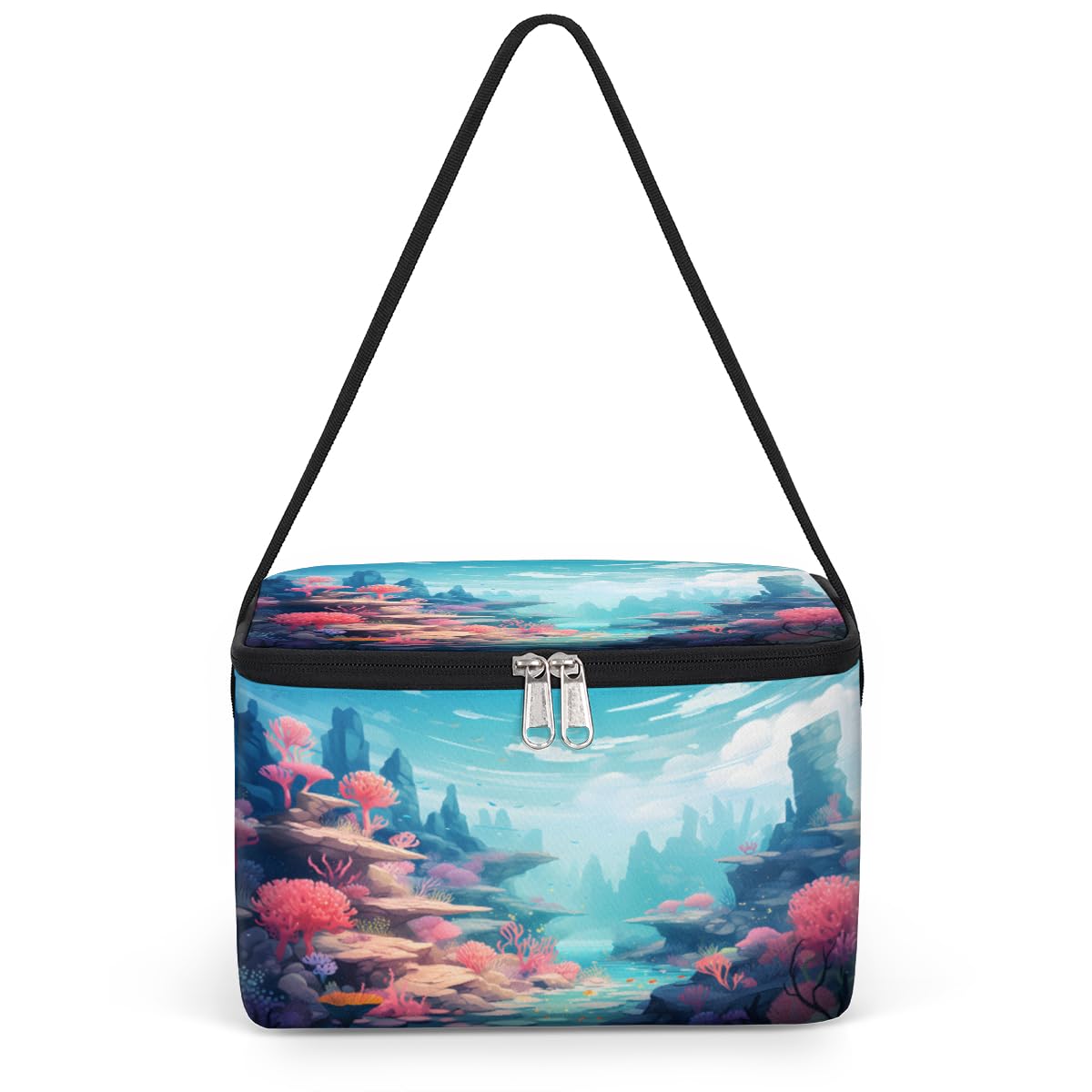 GzLeyigou Underwater World Coral Lunch Bags for Women Men 9 Cans, Hot & Cold Food Delivery Bag Insulated Grocery Bag Insulated Lunch Box Ocean Cooler Bag for Office Work Picnic Beach