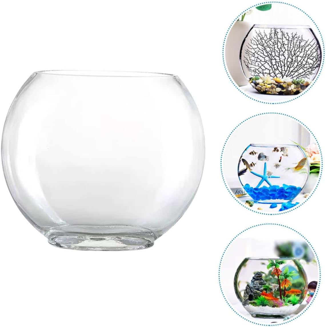 Transparent Glass Fish Bowl Planter for Tabletop Betta Tank Micro Landscape Terrarium with Ecological Bottle Design Decorative Desktop Aquarium for Home and Office Gift