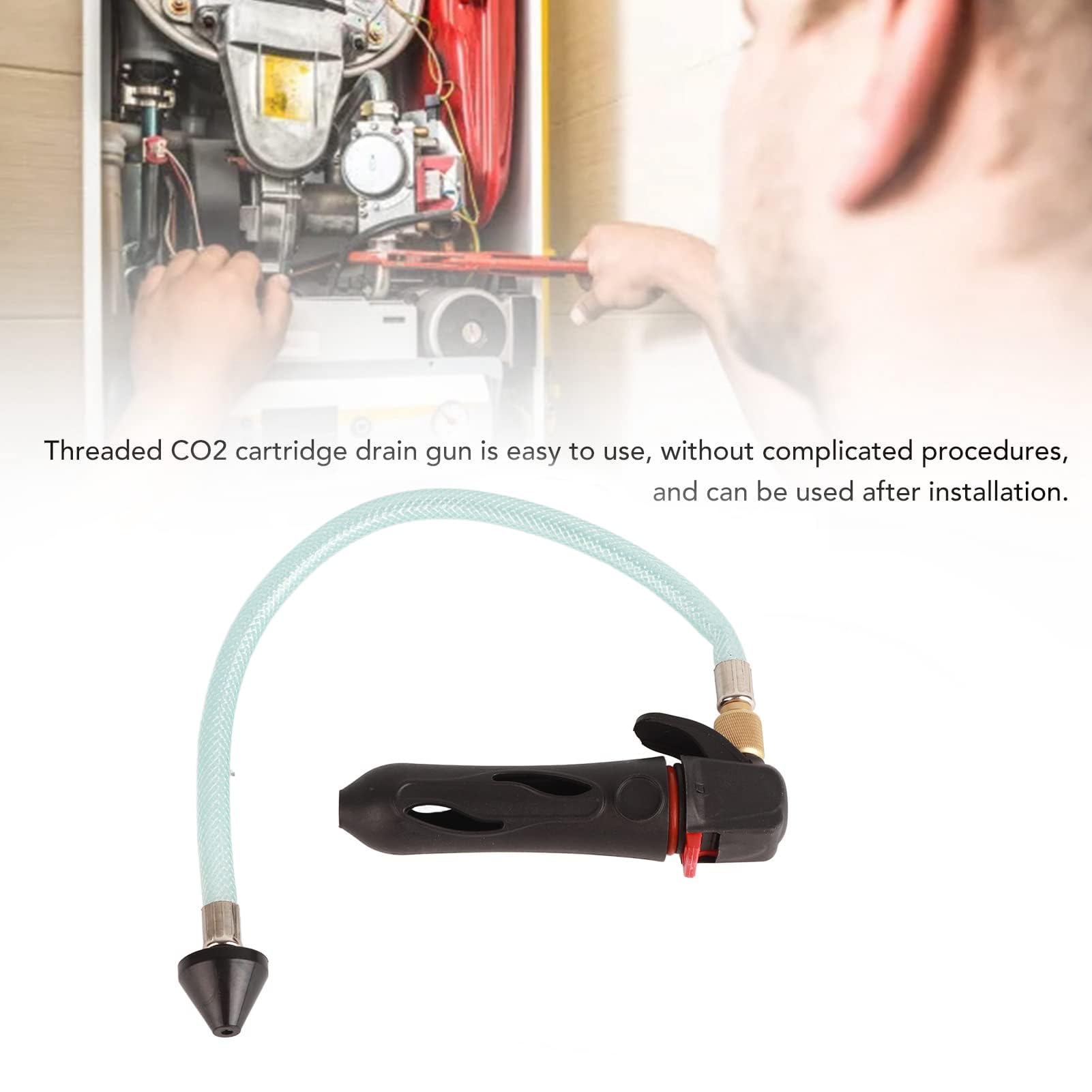 Pistola di Scarico Filettata, Cartuccia di Co2 Pistola di Scarico Cartuccia di Co2 Connettore Filettato con Tubo Flessibile Pistola di Scarico Portatile per Linee di Condensa A/C