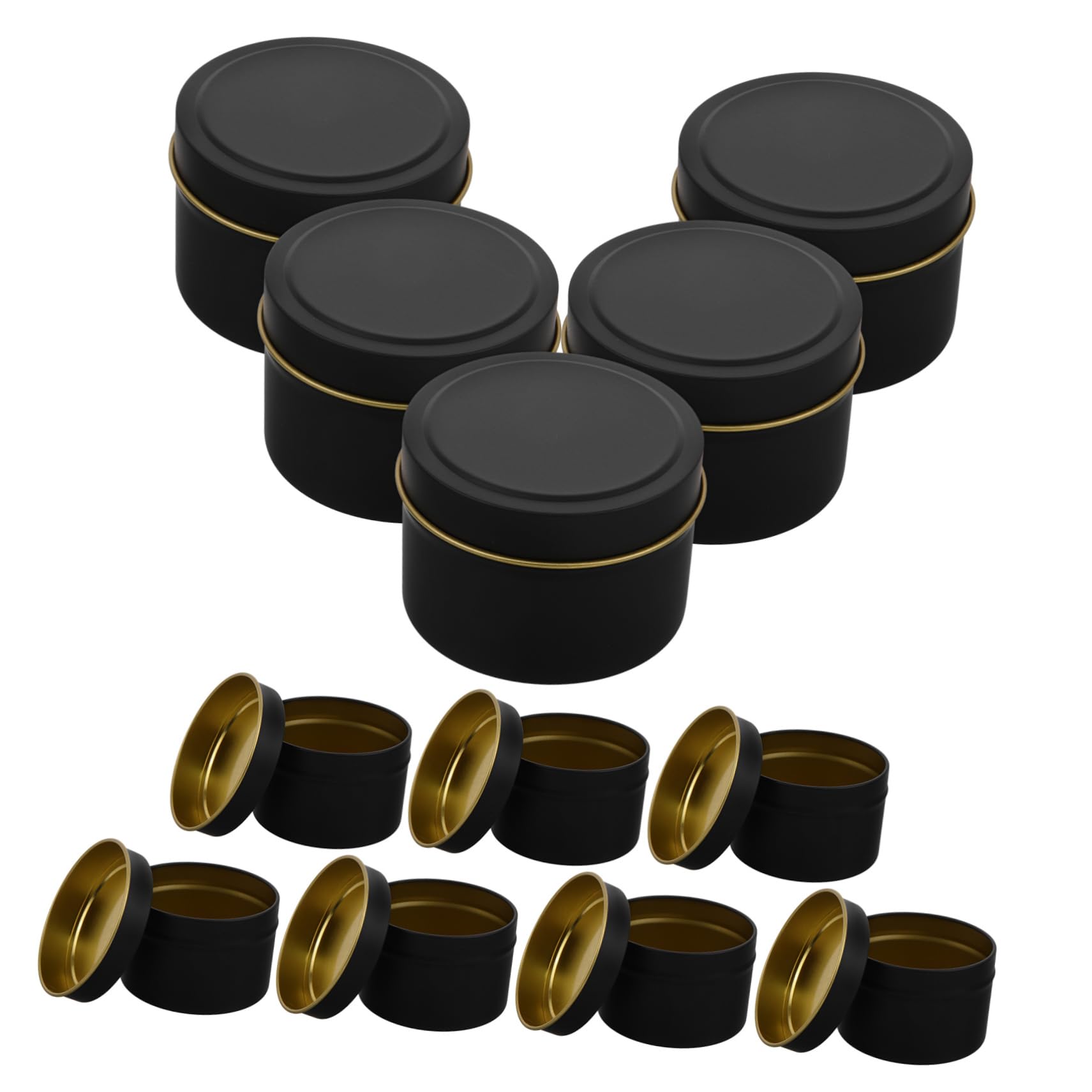 KALLORY 12pcs Vintage Candle Jars with Lids for Candle Making Elegant Metal Storage Containers for Home Decor Matte Tins