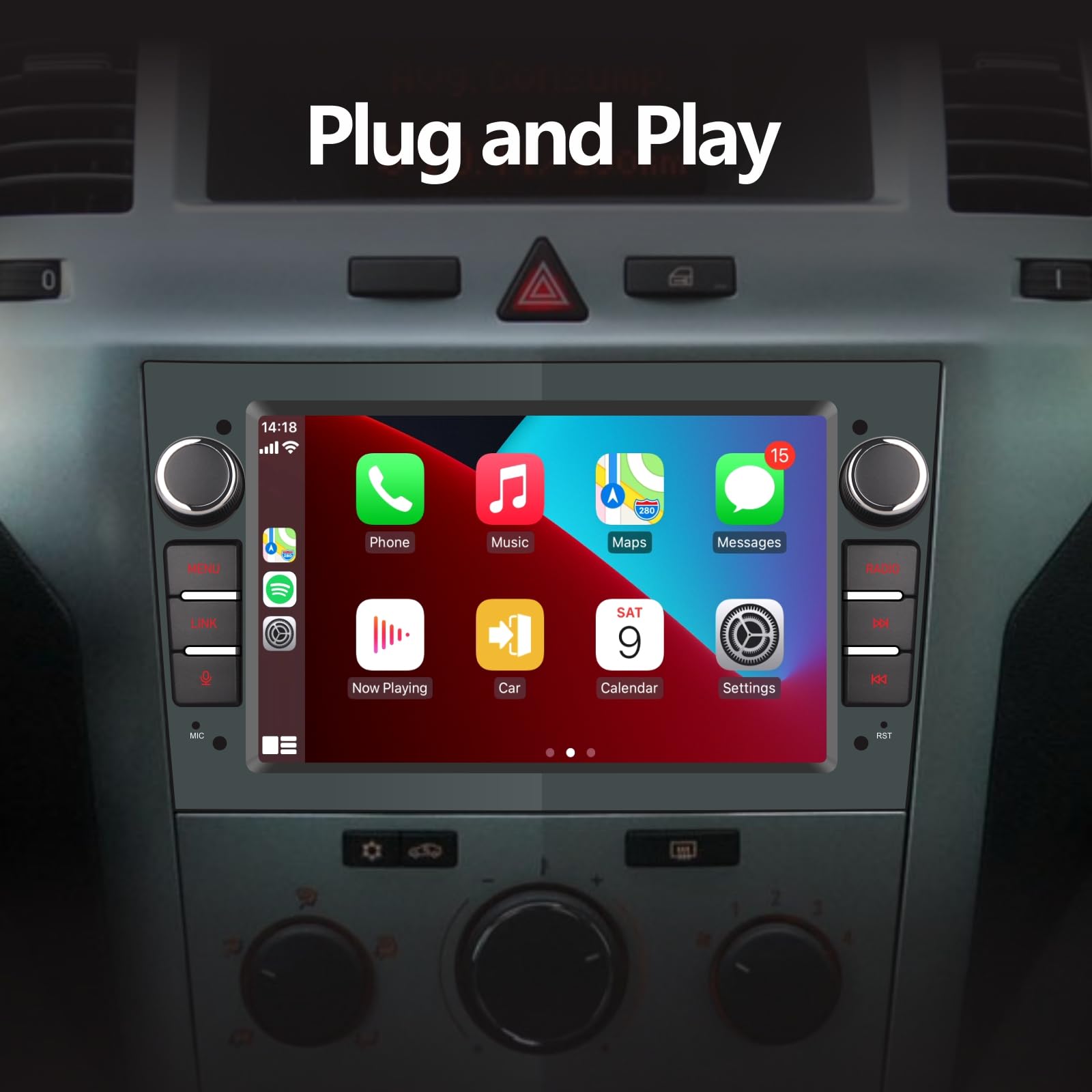 Car Radio Compatible with Wireless Carplay/Android Car for Opel Antara Zafira Corsa Vivaro Combo with High Output Power, IPS Touch Screen/Bluetooth /FM/AM/USB, Gray Color