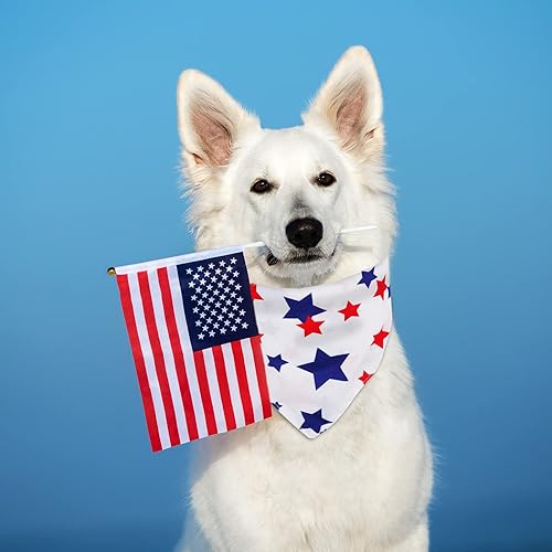 Miniatura 5 de Whaline Paquete de 3 bandanas patrióticas para perro, color azul, rojo, blanco, estrella, ajustable, pañuelo para el 4 de julio, bufanda lavable