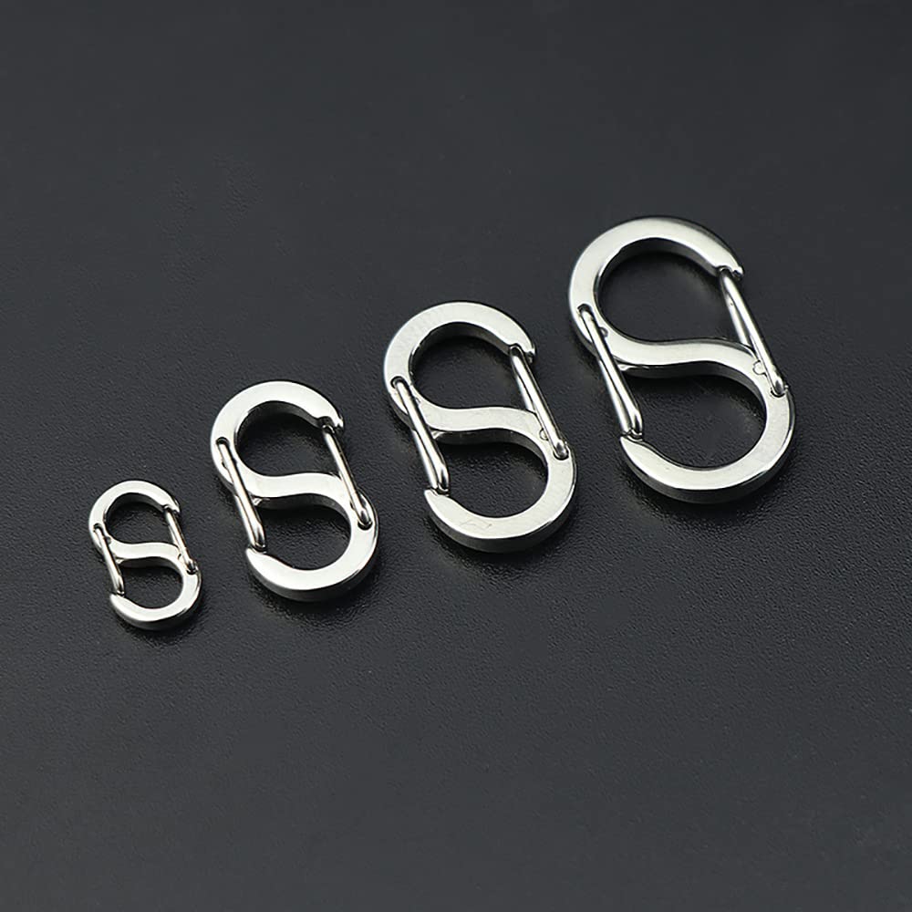 Titanium Carabiner Clips 6PCS Dual Snap Hook Small Keychain Spring Clasps for Camping Fishing Hiking Keychain Accessories (mini)