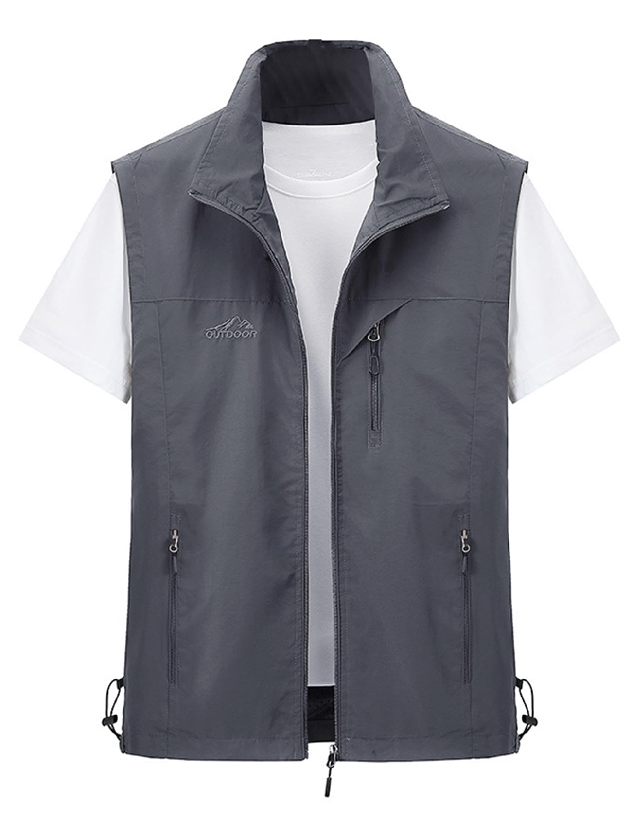 Gihuo Men's Lightweight Softshell Sleeveless Golf Vest with Zipper Pockets for Travel Hiking Fishing Safari Outwear