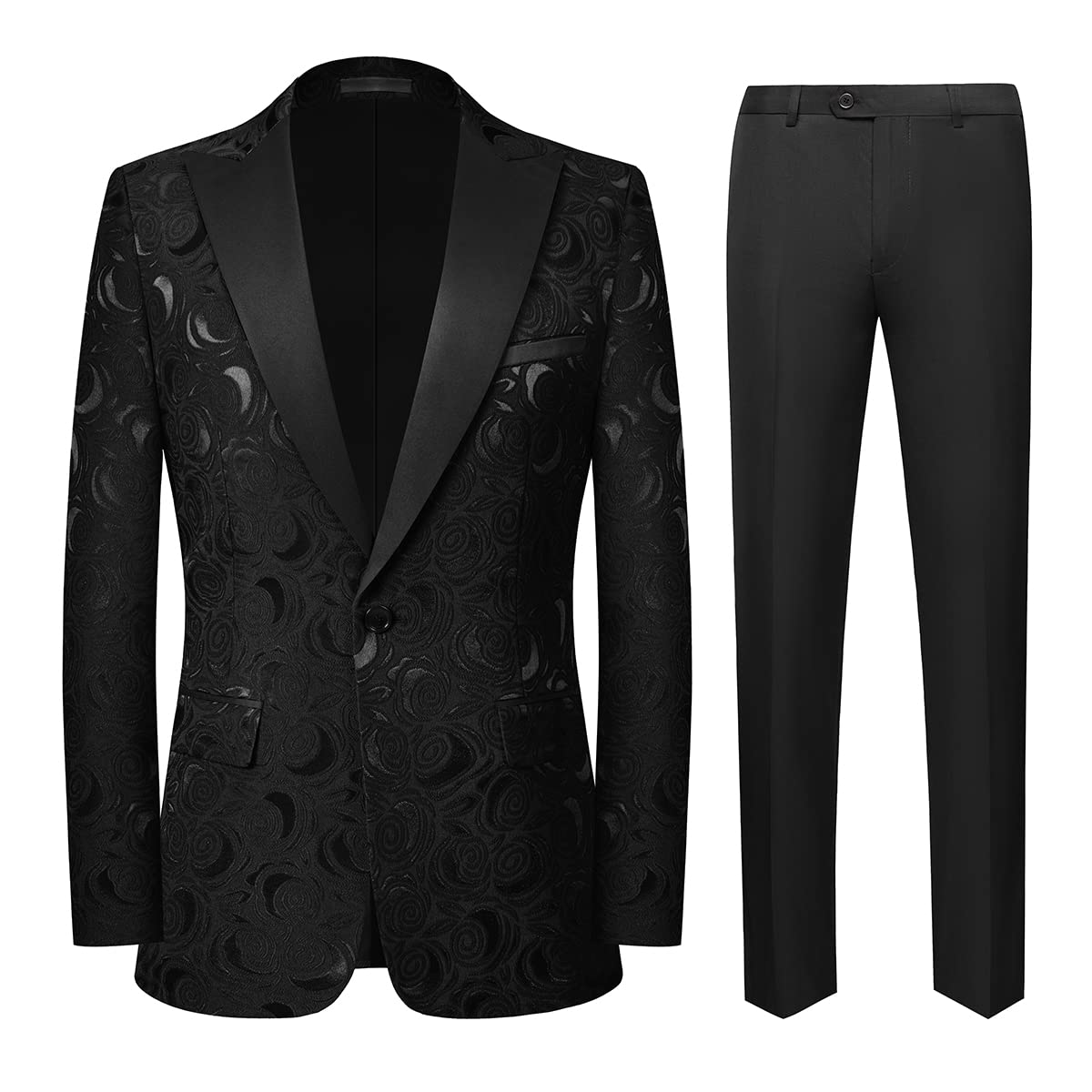 Cloudstyle Mens 2 Piece Floral Jacquard Suit
