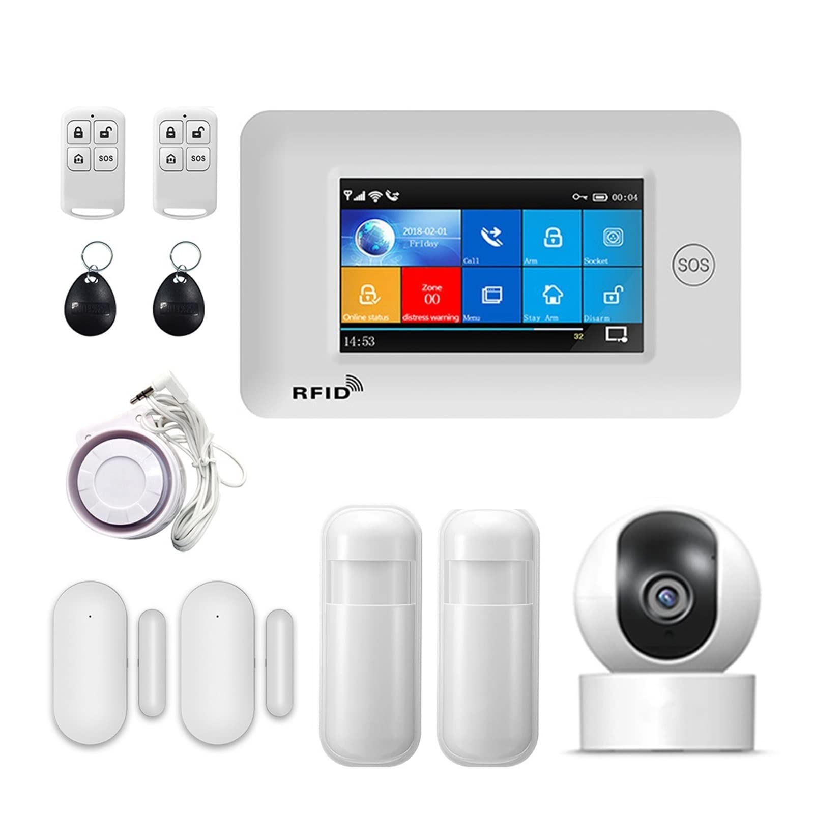 Vida elegante del de alarma la seguridad en el hogar ladrón inalámbrico TUYA con IP Carema compatible Para casa y garaje(D)