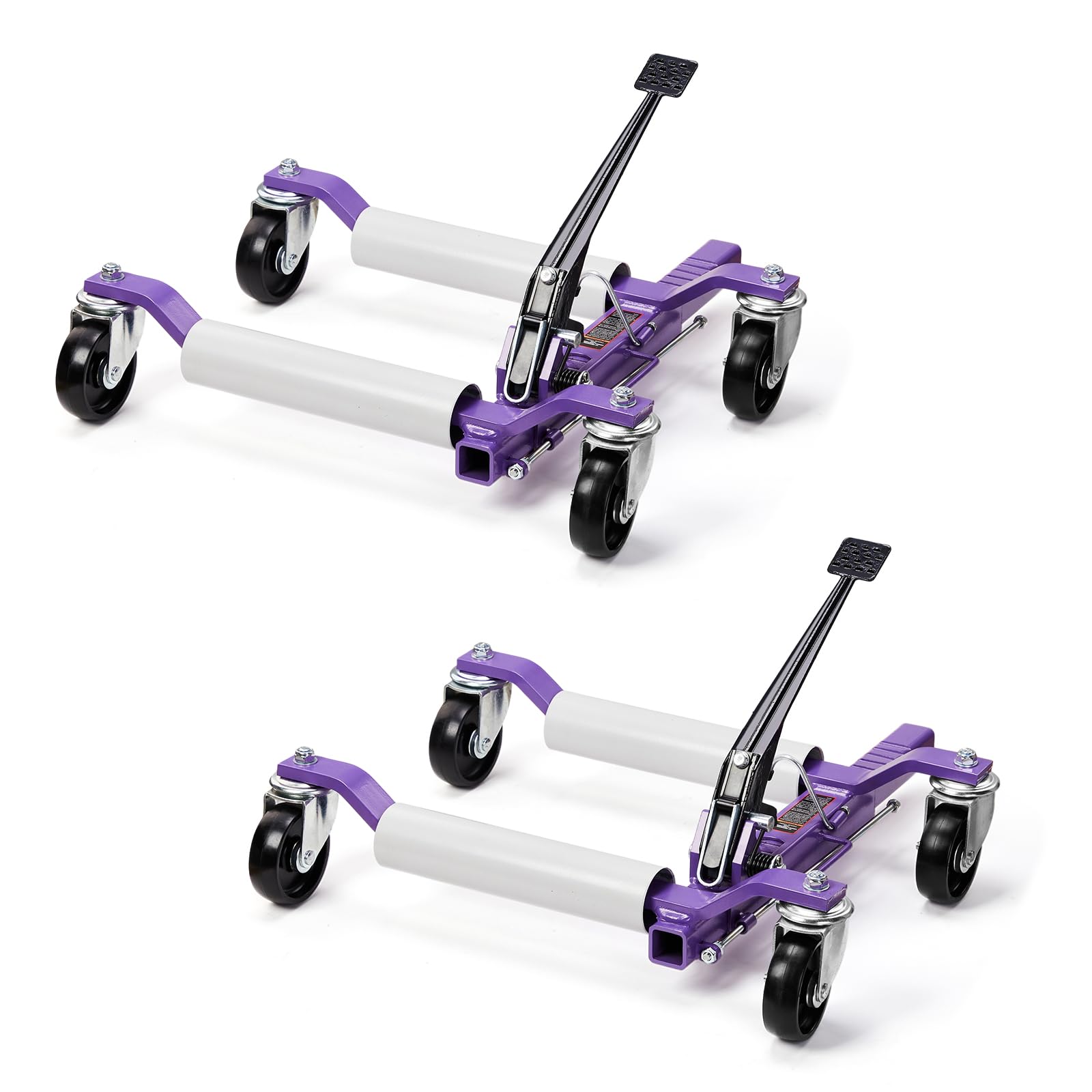 TUFFIOM Hydraulic Car Wheel Dolly Set (2-Pack) – 1500-lb Capacity, 12" Wide Tire, 360° Casters, Blue